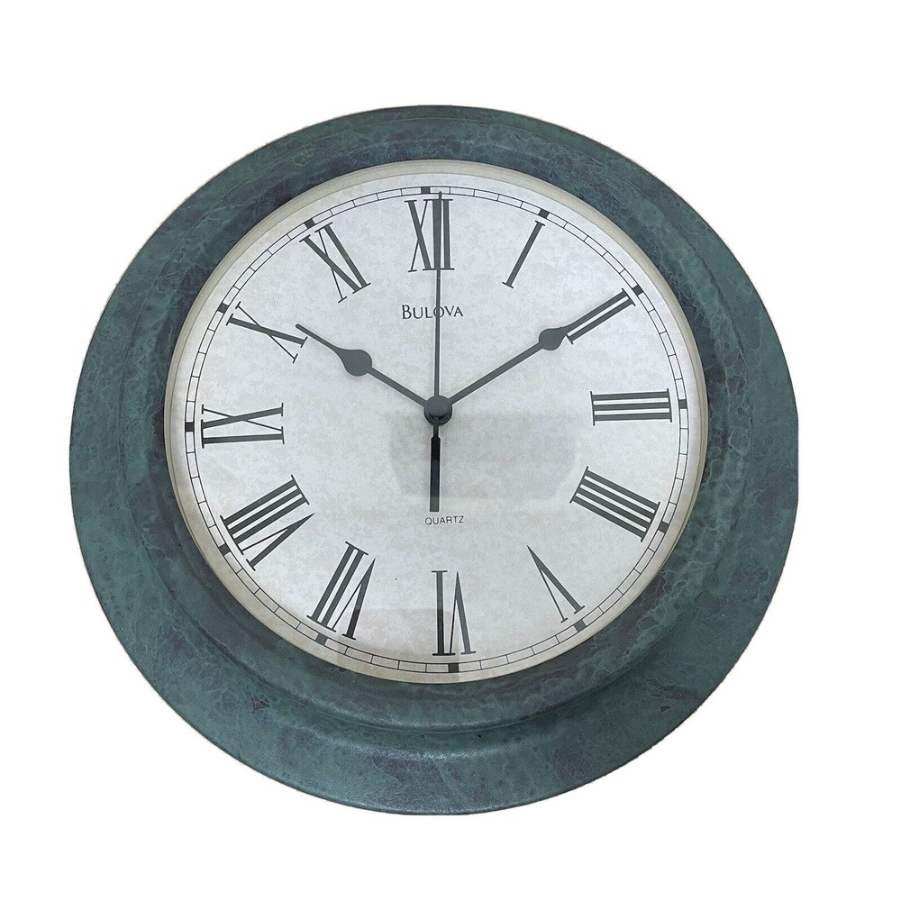 Bulova Decorative Wall Metal Brutalist Modern Clock C4152 RARE Neoclassical 80s